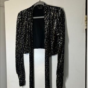 Topshop leopard burnout velvet cropped jacket- US size 4.